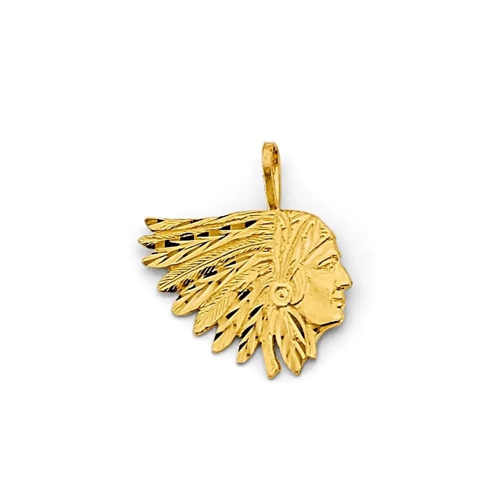 NEW 14K YELLOW GOLD INDIAN PENDANT (1 of 2)