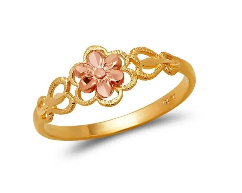 NEW 14K TWO TONE GOLD LADIES FLOWER FILIGREE RING: NEW 14K TWO TONE GOLD LADIES FLOWER FILIGREE RING LADIES FLOWER FILIGREE RING NEW 14K TWO TONE GOLD SIZE Apx: 7mm WEIGHT: 1.1g