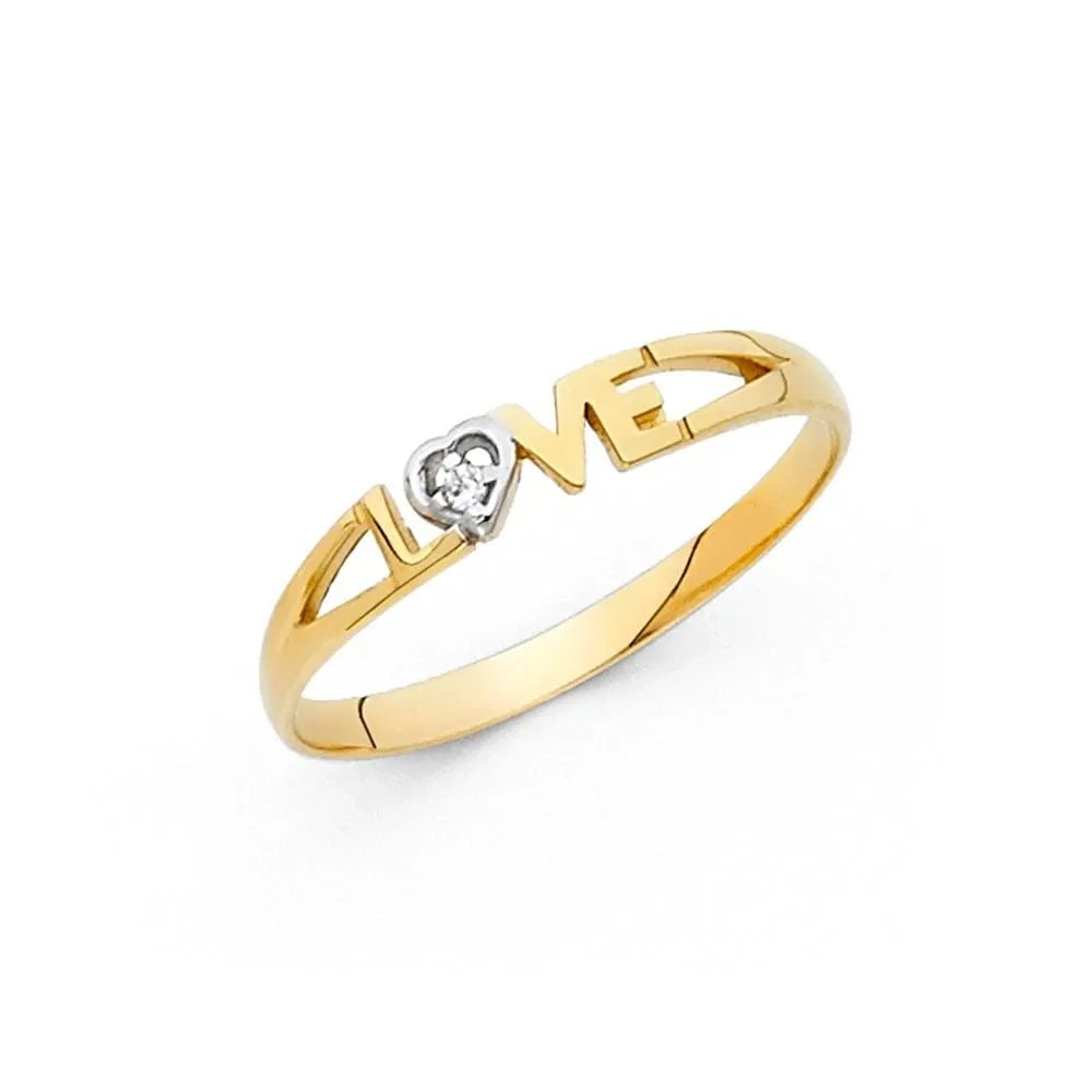 NEW 14K TWO TONE GOLD LOVE RING - SIZE 7: NEW 14K TWO TONE GOLD LOVE RING LOVE RING NEW 14K TWO TONE GOLD WIDTH : 3 mm WEIGHT : 1.1g