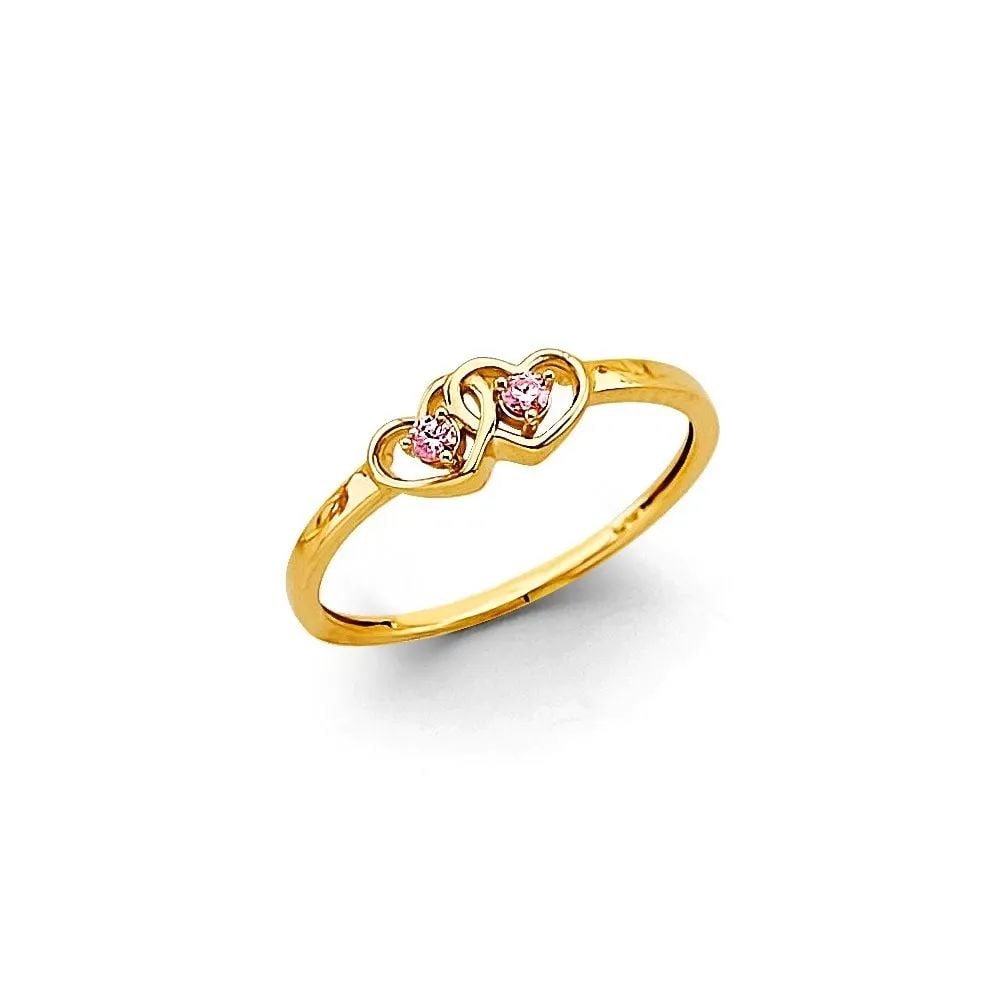 NEW 14K YELLOW GOLD HEART RING - SIZE 7 (1 of 2)