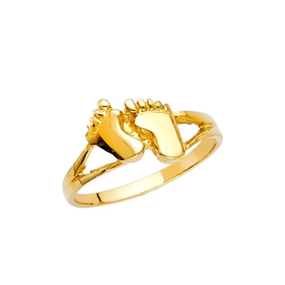 NEW 14K YELLOW GOLD FOOT BABIES RING (1 of 2)
