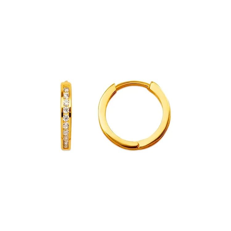 NEW 14K YELLOW GOLD FANCY HUGGIE EARRINGS: NEW 14K YELLOW GOLD FANCY HUGGIE EARRINGS FANCY HUGGIE EARRINGS NEW 14K YELLOW GOLD Width: Approx. 2x12mm Apx WEIGHT: 1.1g