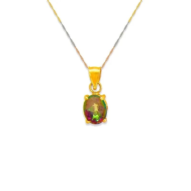 NEW 14K YELLOW GOLD MYSTIC TOPAZ PENDANT (1 of 2)