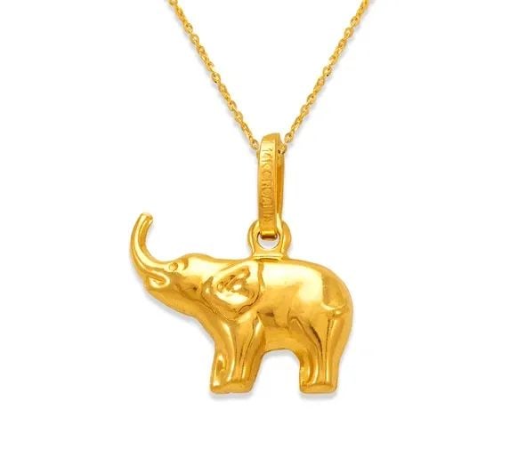 NEW 14K YELLOW GOLD ELEPHANT CHARM PENDANT (1 of 2)