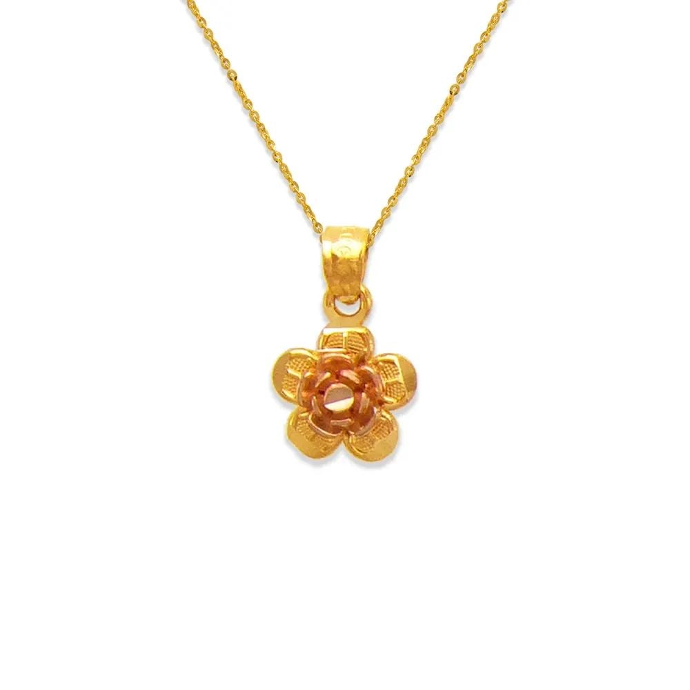 NEW 14K TWO TONE GOLD ROSE PETAL PENDANT (1 of 2)