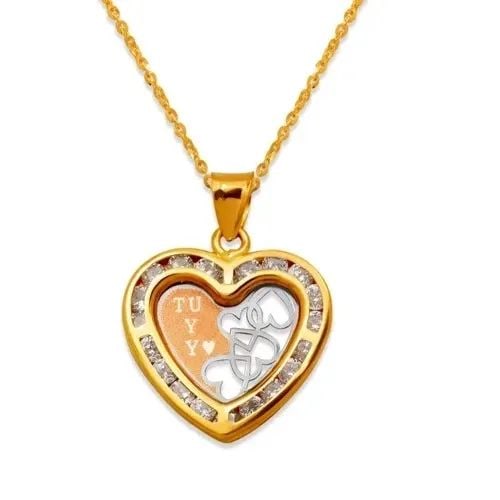 NEW 14K TRICOLOR GOLD TU Y YO HEART PENDANT (1 of 2)