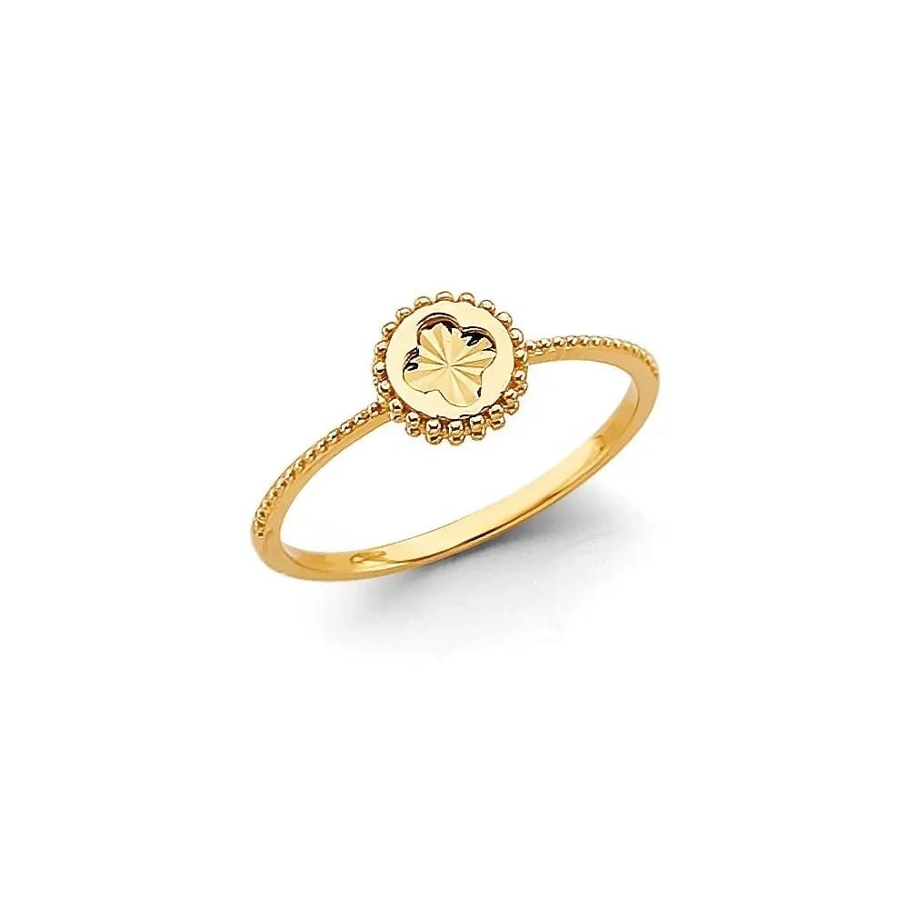 NEW 14K YELLOW GOLD CLOVER RING -SIZE 7 (1 of 2)