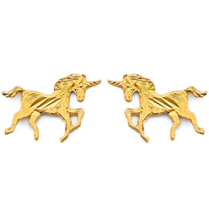 NEW 14K YELLOW GOLD HORSE PUSH BACK EARRINGS: NEW 14K YELLOW GOLD HORSE PUSH BACK EARRINGS HORSE PUSH BACK EARRINGS NEW 14K YELLOW GOLD HEIGHT - 10 mm WIDTH - 10 mm Apx WEIGHT - 0.8 g