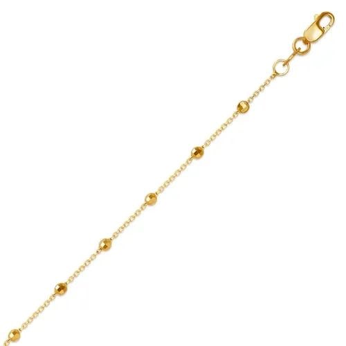 NEW 14K YELLOW GOLD STAZIONE BEAD ROLO ANKLET: NEW 14K YELLOW GOLD STAZIONE BEAD ROLO ANKLET CHARM ANKLET NEW 14K YELLOW GOLD LENGTH: 10" inch Apx WEIGHT: 1.3g