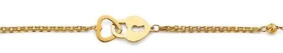 NEW 14K YELLOW GOLD HEART & LOCK LIGHT BRACELET (1 of 2)