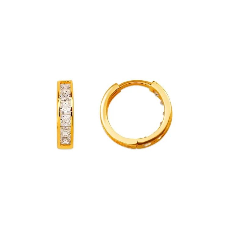 NEW 14K YELLOW GOLD FANCY HUGGIE EARRINGS: NEW 14K YELLOW GOLD FANCY HUGGIE EARRINGS FANCY HUGGIE EARRINGS NEW 14K YELLOW GOLD Width: Approx. 3x12mm Apx WEIGHT: 1.3g
