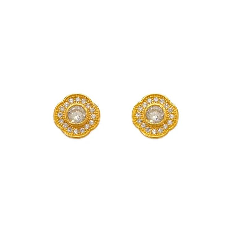 NEW 14K YELLOW GOLD FANCY FLOWER STUD EARRINGS: NEW 14K YELLOW GOLD FANCY FLOWER STUD EARRINGS FANCY FLOWER STUD EARRINGS NEW 14K YELLOW GOLD Width: Approx. 8x8mm Apx WEIGHT: 1.3g