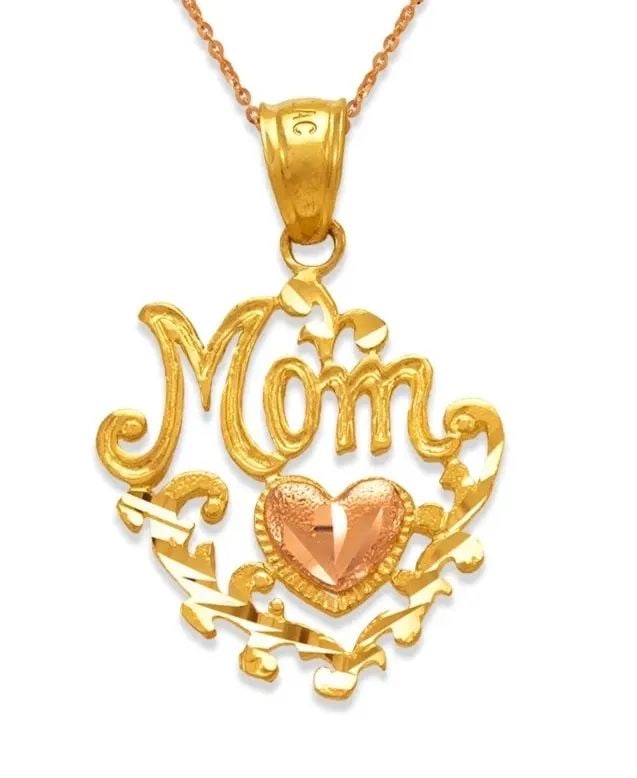 NEW 14K TWO TONE GOLD MOM PENDANT (1 of 2)