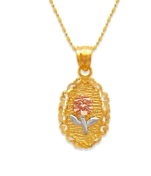 NEW 14K TRICOLOR GOLD ROSE PENDANT: NEW 14K TRICOLOR GOLD ROSE PENDANT ROSE PENDANT NEW 14K TRICOLOR GOLD Apx. WIDTH: 12x17mm Apx WEIGHT: 1.3g
