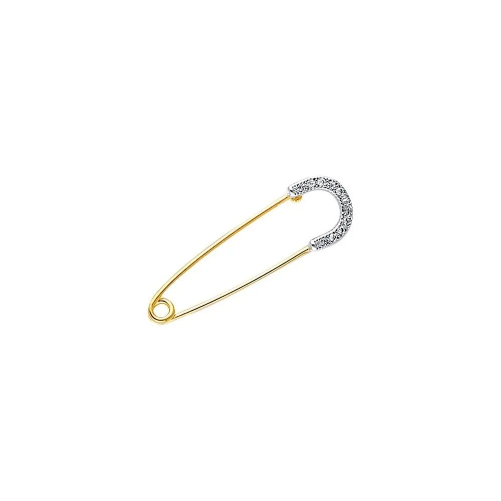 NEW 14K YELLOW GOLD FANCY PIN WITH: NEW 14K YELLOW GOLD FANCY PIN WITH FANCY PIN WITH NEW 14K YELLOW GOLD Height : 25 mm Width : 8 mm Apx. WEIGHT : 0.8g