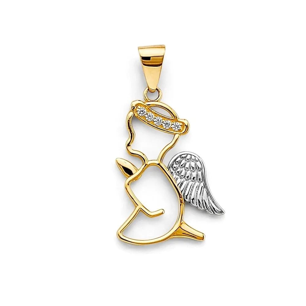 NEW 14K TWO TONE GOLD ANGEL PENDANT (1 of 2)