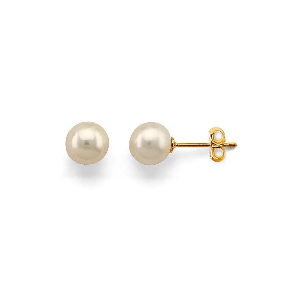 NEW 14K YELLOW GOLD PEARL EARRINGS: NEW 14K YELLOW GOLD PEARL EARRINGS (ER447) PEARL EARRINGS (ER447) NEW 14K YELLOW GOLD HEIGHT - 5 mm WIDTH - 5 mm Apx WEIGHT - 0.9 g