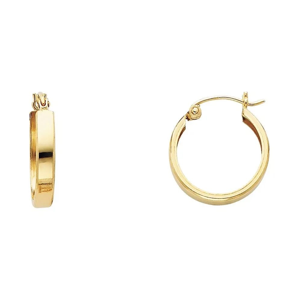 NEW 14K YELLOW GOLD PLAIN HUGGIES EARRINGS: NEW 14K YELLOW GOLD PLAIN HUGGIES EARRINGS PLAIN HUGGIES EARRINGS NEW 14K YELLOW GOLD HEIGHT - 15 mm WIDTH - 15 mm Apx WEIGHT - 0.9 g