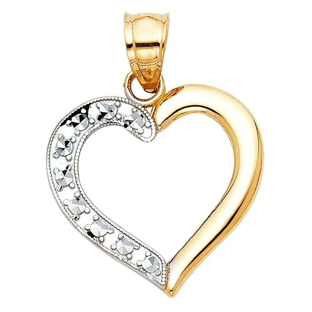 NEW 14K TWO TONE GOLD HEART PENDANT (PT436) (1 of 2)