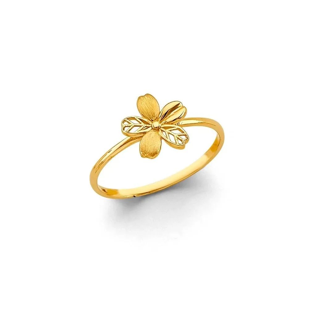 NEW 14K YELLOW GOLD FLOWER RING - SIZE 7 (1 of 2)