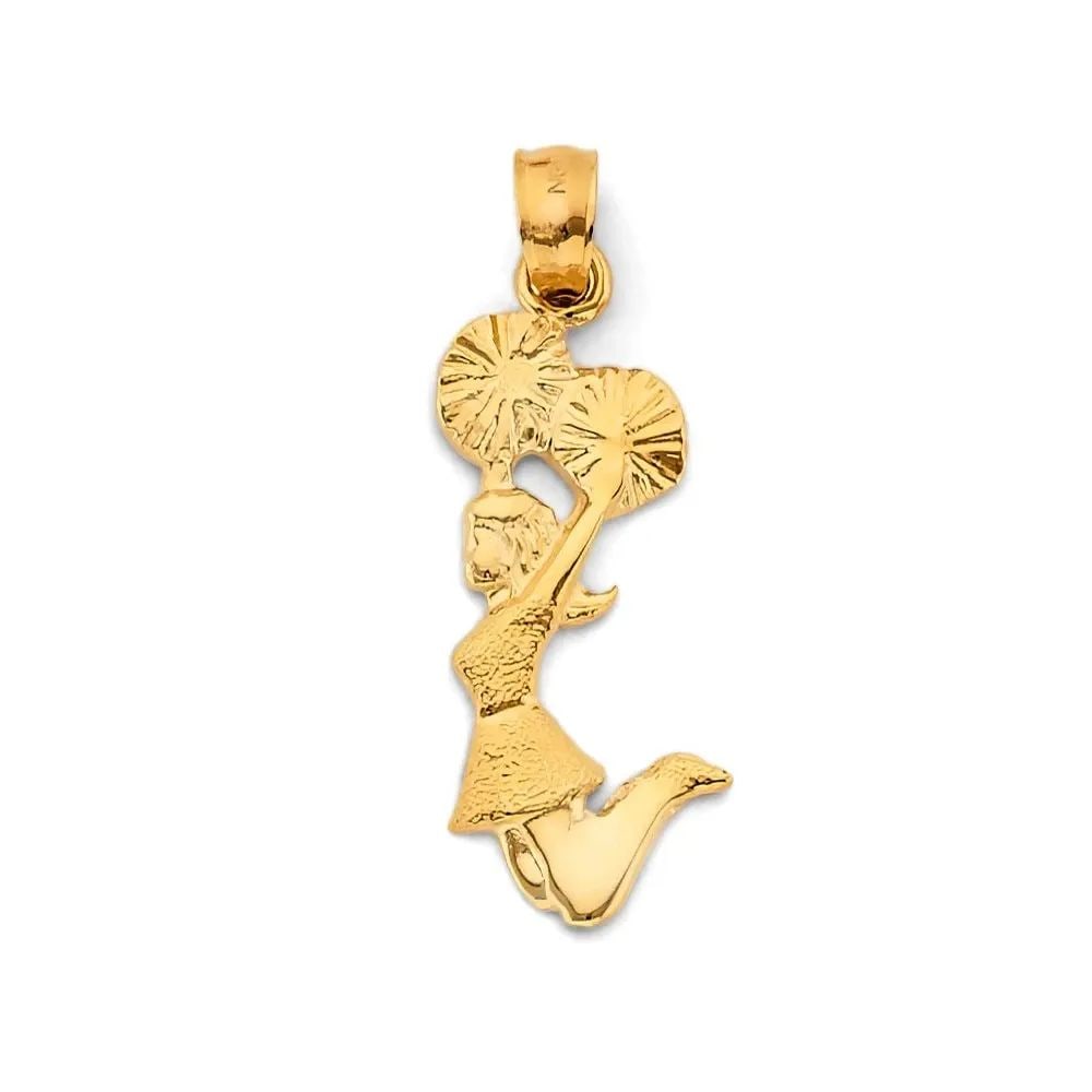 NEW 14K YELLOW GOLD CHEERLEADER PENDANT: NEW 14K YELLOW GOLD CHEERLEADER PENDANT CHEERLEADER PENDANT NEW 14K YELLOW GOLD Height : 30 mm Width : 10 mm Apx. WEIGHT : 1.2g