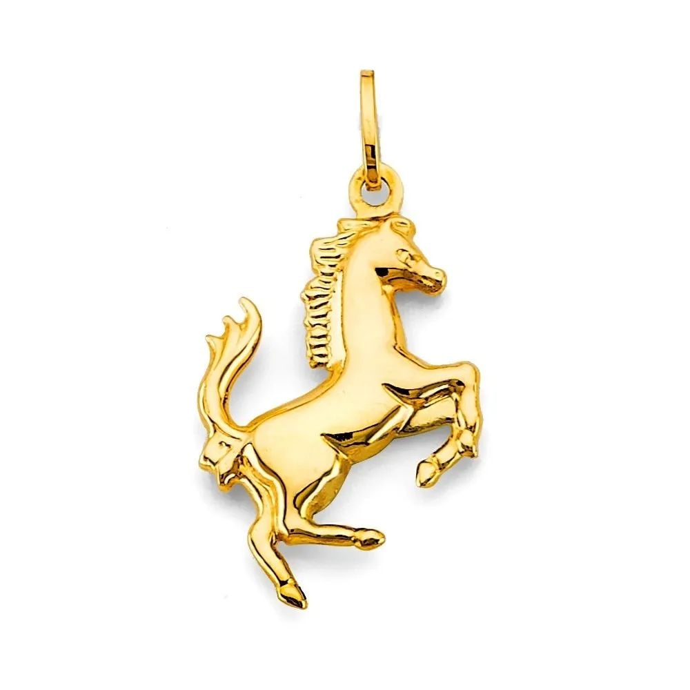NEW 14K YELLOW GOLD HORSE PENDANT (1 of 2)