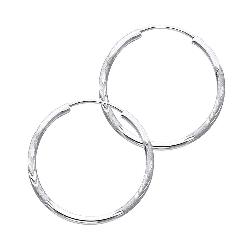 NEW 14K WHITE GOLD 1.5MM BUDDED DC ENDLESS HOOP EARRINGS (23MM): NEW 14K WHITE GOLD 1.5MM BUDDED DC ENDLESS HOOP EARRINGS (23MM) 1.5MM BUDDED DC ENDLESS HOOP EARRINGS (23MM) NEW 14K WHITE GOLD Height : 25 mm Width : 25 mm Weight : 0.8g