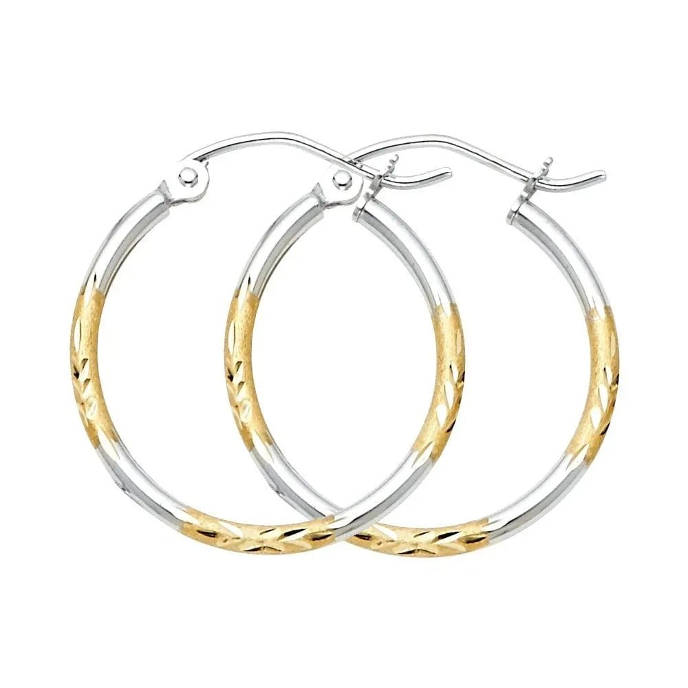 NEW 14K TWO TONE GOLD BUDDED DC HOOP EARRINGS: NEW 14K TWO TONE GOLD BUDDED DC HOOP EARRINGS BUDDED DC HOOP EARRINGS NEW 14K TWO TONE GOLD Height : 20 mm Width : 20 mm Weight : 0.8g