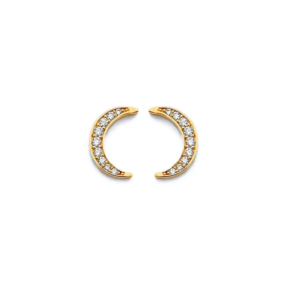 NEW 14K YELLOW GOLD MOON PUSH BACK EARRINGS (1 of 2)