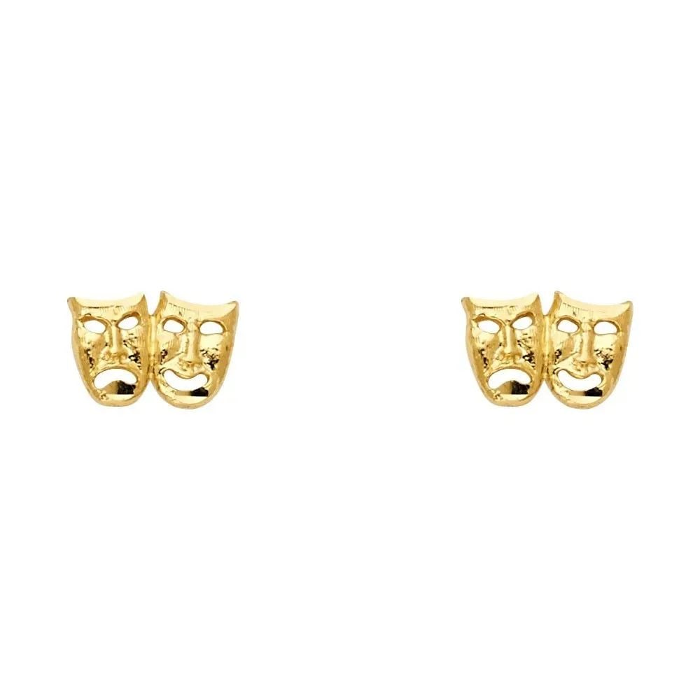 NEW 14K YELLOW GOLD SMALL SMALLILE /CRY FACE POST EARRINGS (1 of 2)