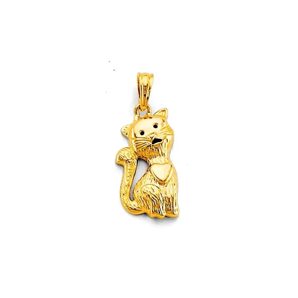 NEW 14K YELLOW GOLD CAT PENDANT (1 of 2)