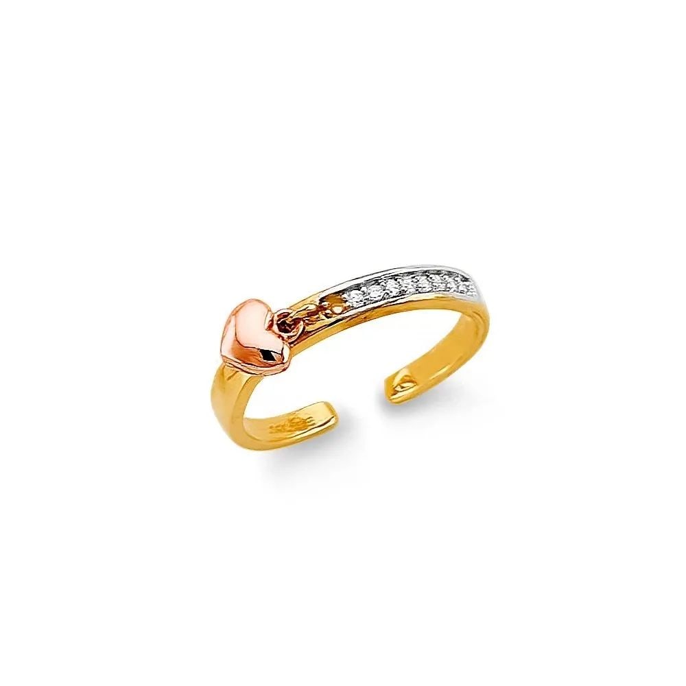 NEW 14K TWO TONE GOLD HEART TOE RING (1 of 2)