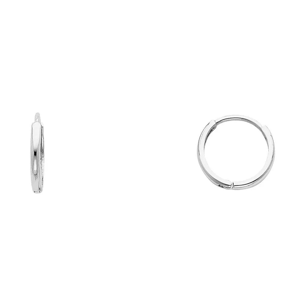 NEW 14K WHITE GOLD PLAIN HUGGIES EARRINGS (1 of 2)