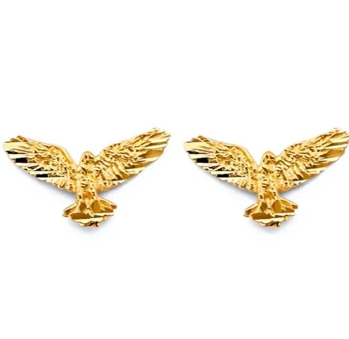 NEW 14K YELLOW GOLD EAGLE PUSH BACK EARRINGS (1 of 2)