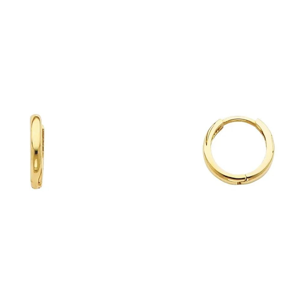 NEW 14K YELLOW GOLD SMALL PLAIN HUGGIES EARRINGS: NEW 14K YELLOW GOLD SMALL PLAIN HUGGIES EARRINGS SMALL PLAIN HUGGIES EARRINGS NEW 14K YELLOW GOLD HEIGHT - 10 mm WIDTH - 10 mm Apx WEIGHT - 0.8 g