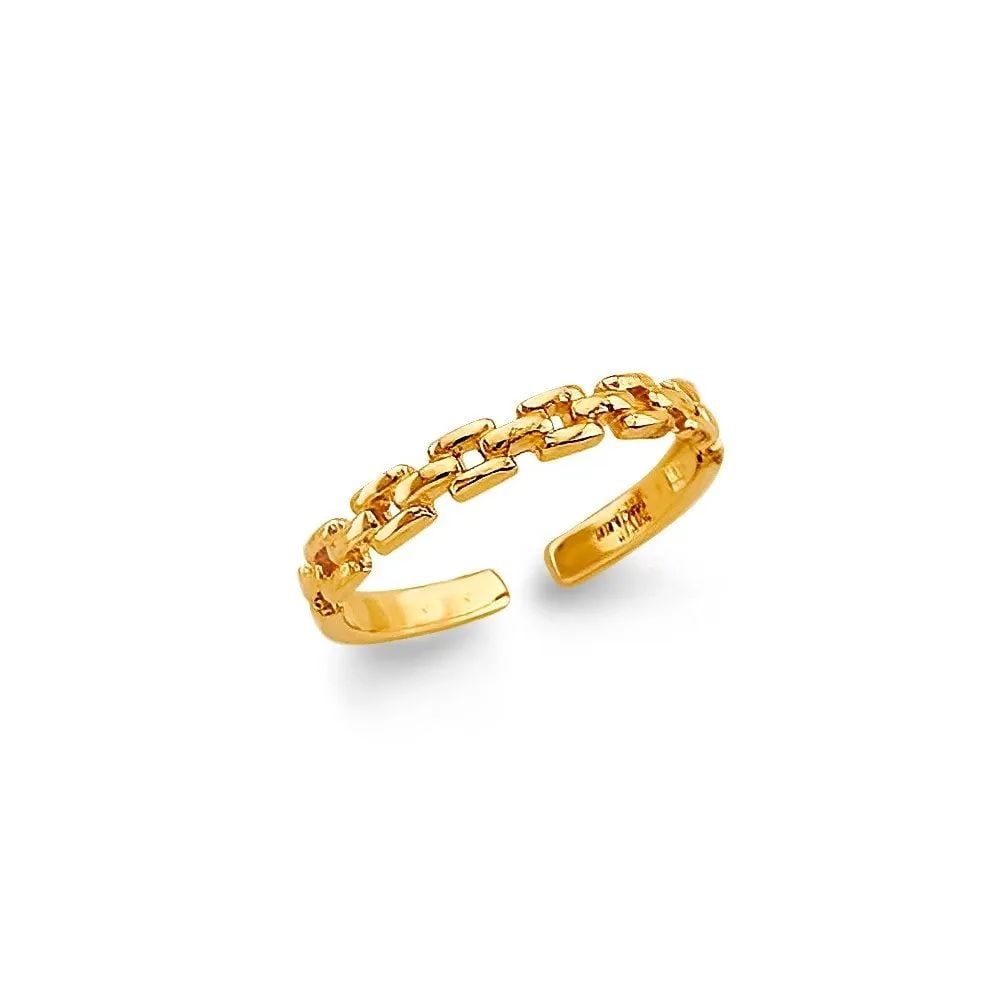 NEW 14K YELLOW GOLD LINK STYLE TOE RING (1 of 2)