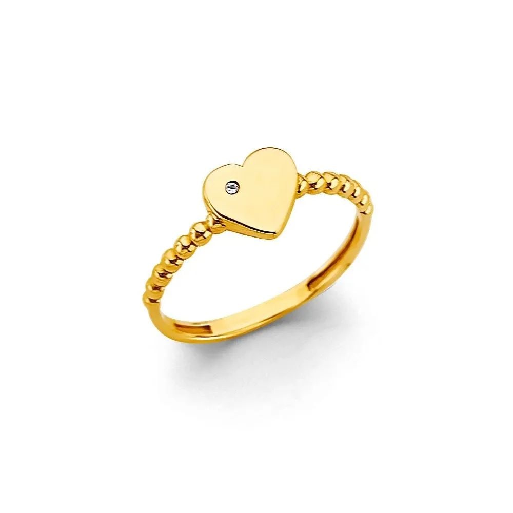 NEW 14K YELLOW GOLD HEART RING: NEW 14K YELLOW GOLD CZ HEART RING CZ HEART RING NEW 14K YELLOW GOLD WIDTH : Average Apx WEIGHT : 1.3g