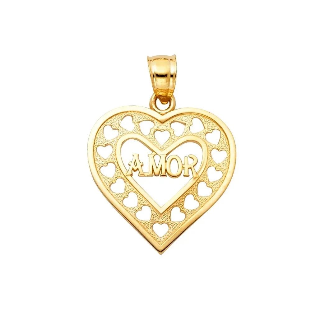 NEW 14K YELLOW GOLD TE AMO HEART PENDANT (1 of 2)