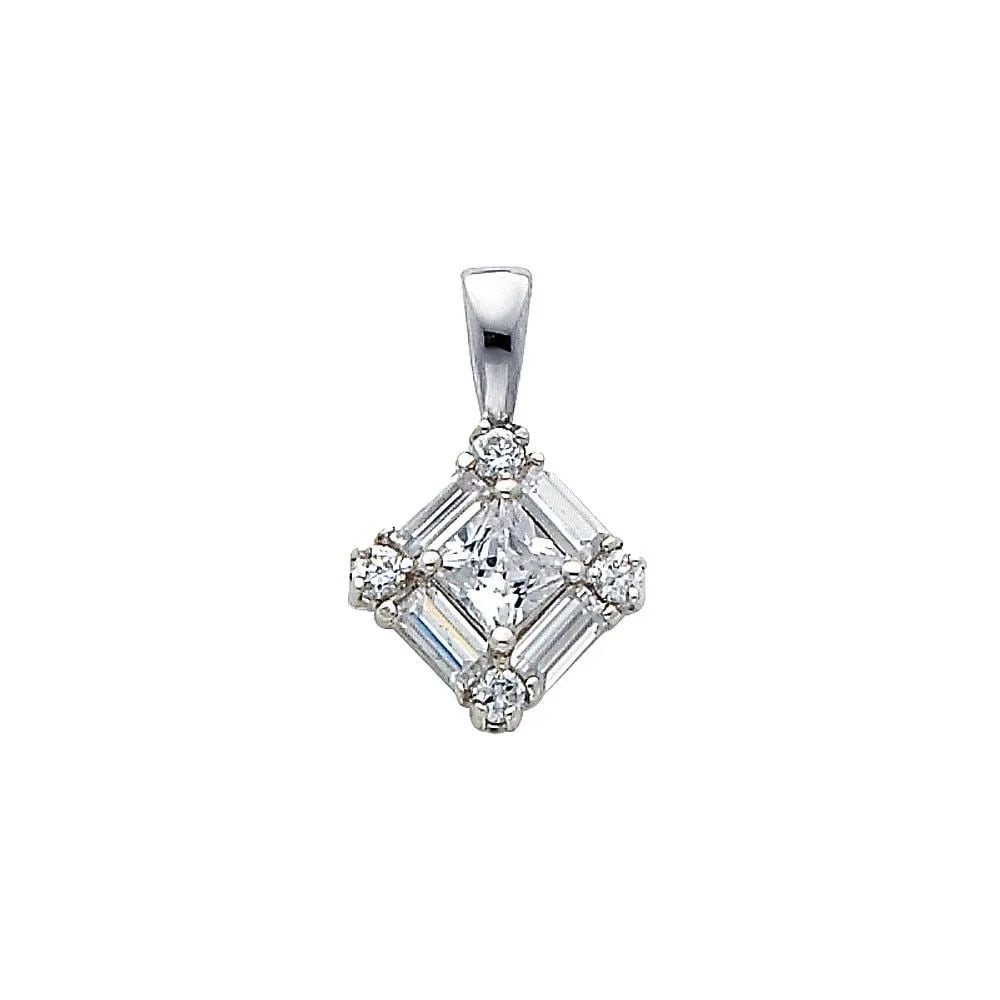 NEW 14K WHITE GOLD SQUARE PENDANT (PT694W) (1 of 2)