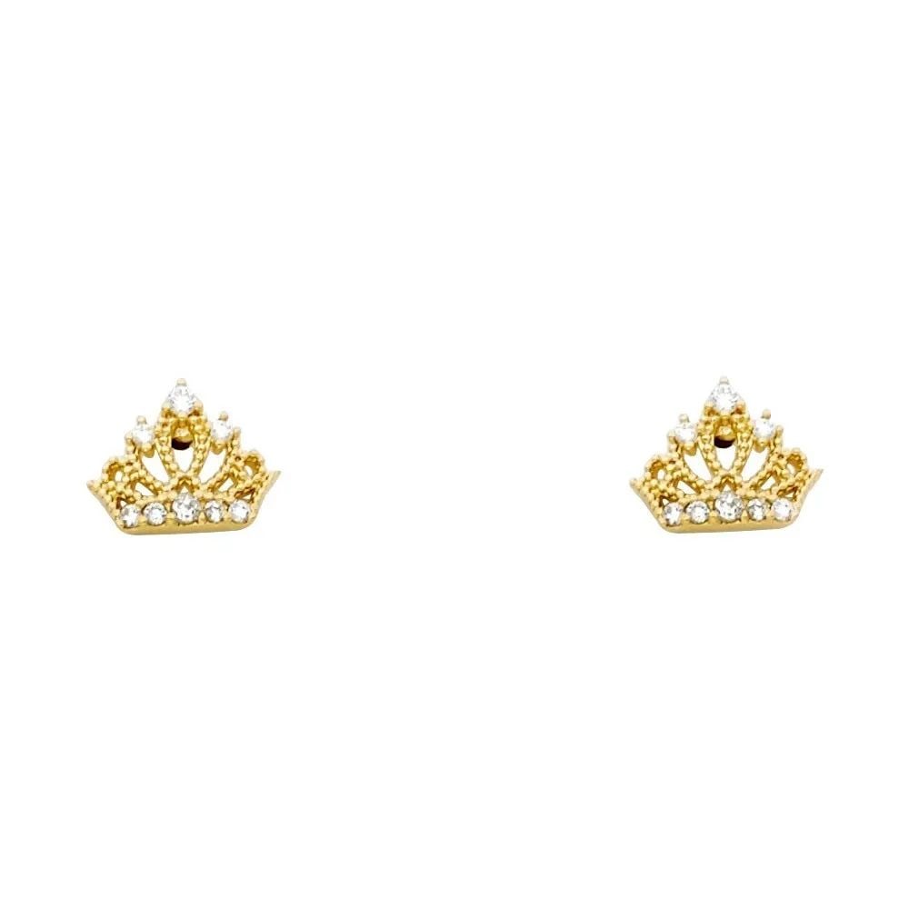 NEW 14K YELLOW GOLD CROWN STUD EARRINGS WITH SCREW BACK: NEW 14K YELLOW GOLD CROWN STUD EARRINGS WITH SCREW BACK CROWN STUD EARRINGS WITH SCREW BACK NEW 14K YELLOW GOLD