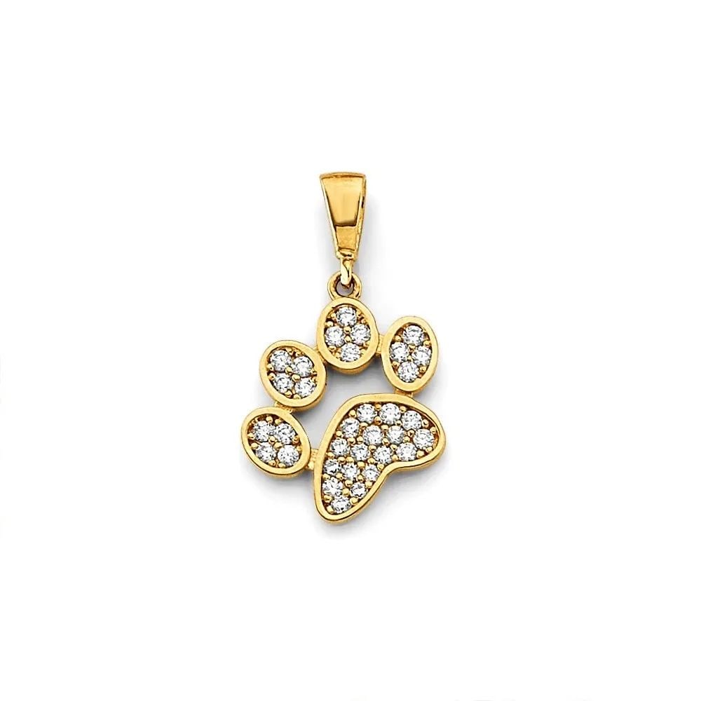 NEW 14K YELLOW GOLD DOG PAW PENDANT (1 of 2)