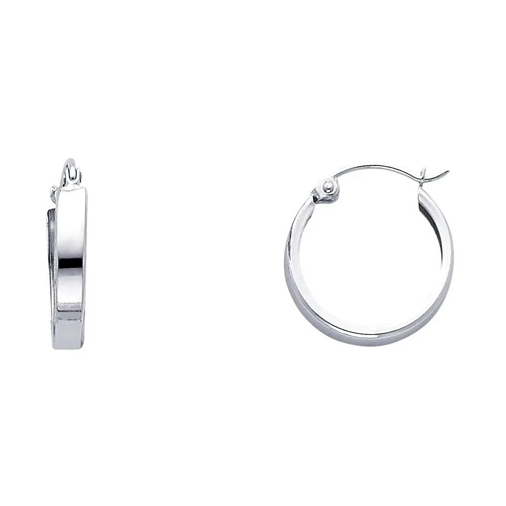 NEW 14K WHITE GOLD PLAIN HUGGIES EARRINGS (1 of 2)
