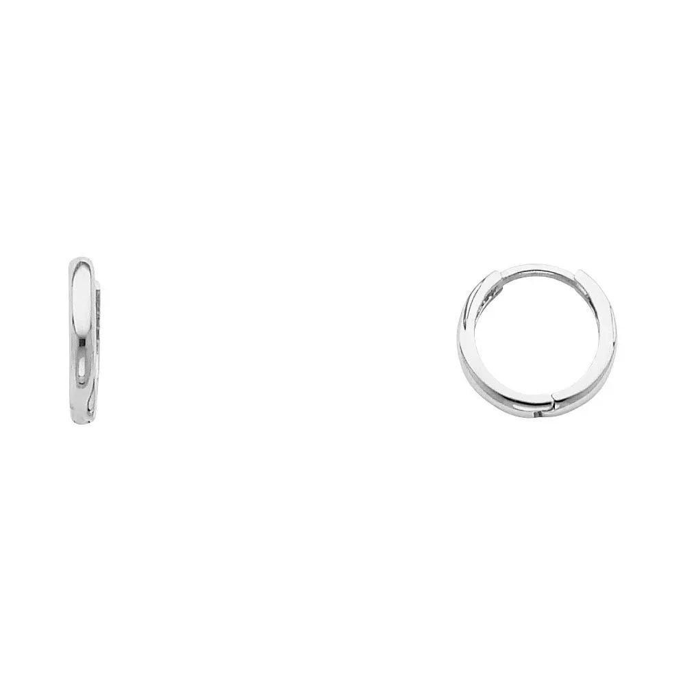 NEW 14K WHITE GOLD SMALL PLAIN HUGGIES EARRINGS: NEW 14K WHITE GOLD SMALL PLAIN HUGGIES EARRINGS SMALL PLAIN HUGGIES EARRINGS NEW 14K WHITE GOLD Height : 10 mm Width : 10 mm Weight : 0.7g