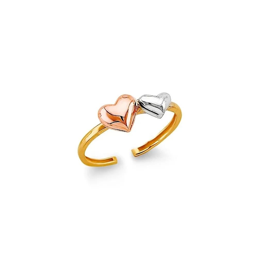 NEW 14K TRI COLOR GOLD HEART TOE RING (1 of 2)