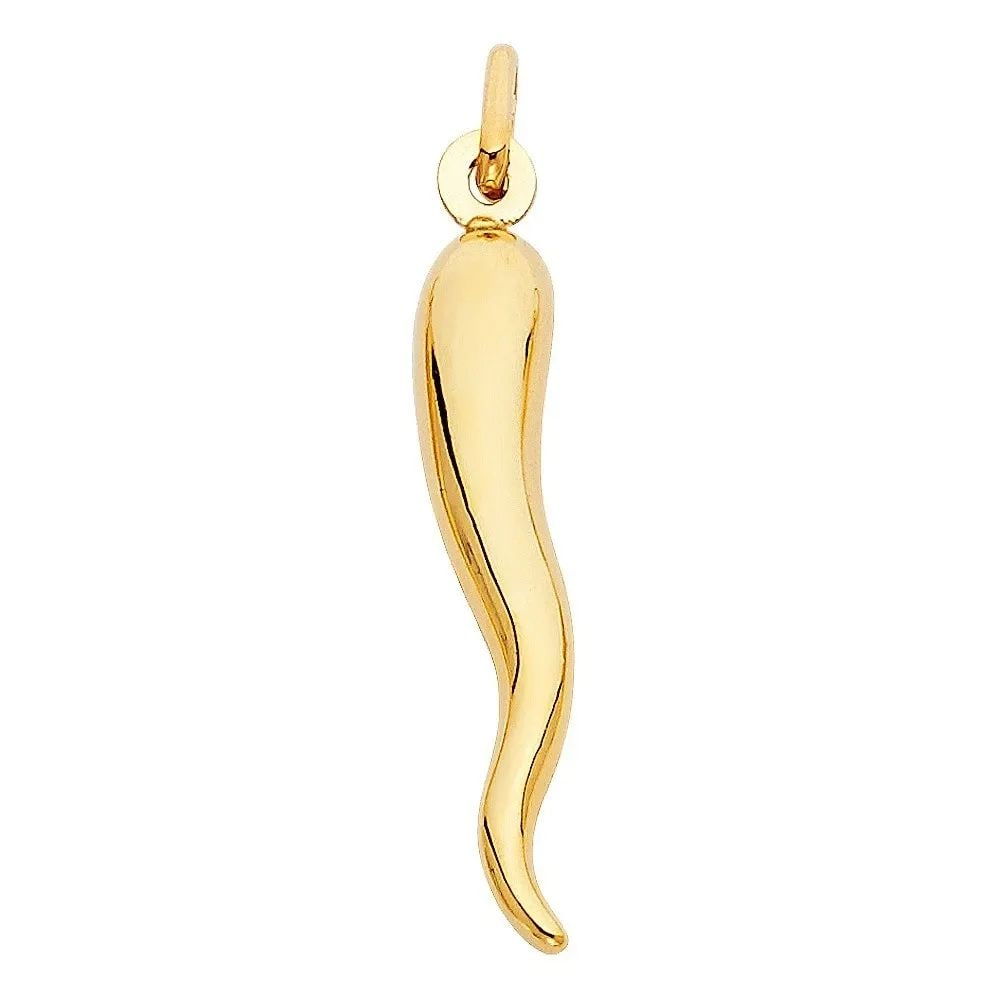 NEW 14K YELLOW GOLD HORN PENDANT (1 of 2)