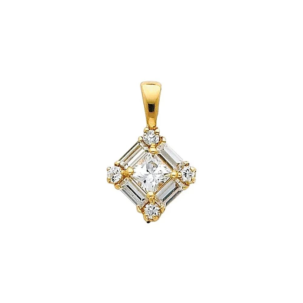 NEW 14K YELLOW GOLD SQUARE PENDANT (1 of 2)