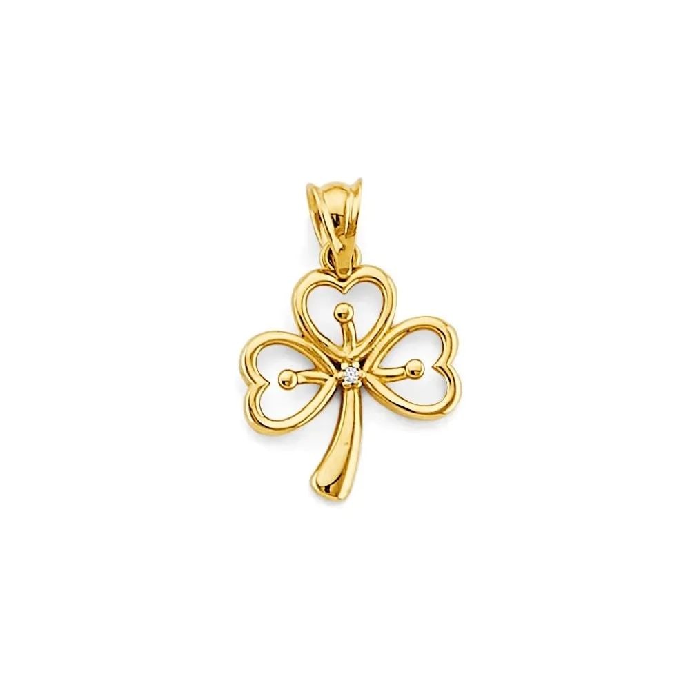 NEW 14K YELLOW GOLD CLOVER PENDANT (1 of 2)