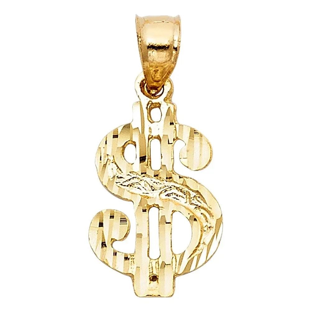 NEW 14K YELLOW GOLD DOLLAR SIGN PENDANT (1 of 2)