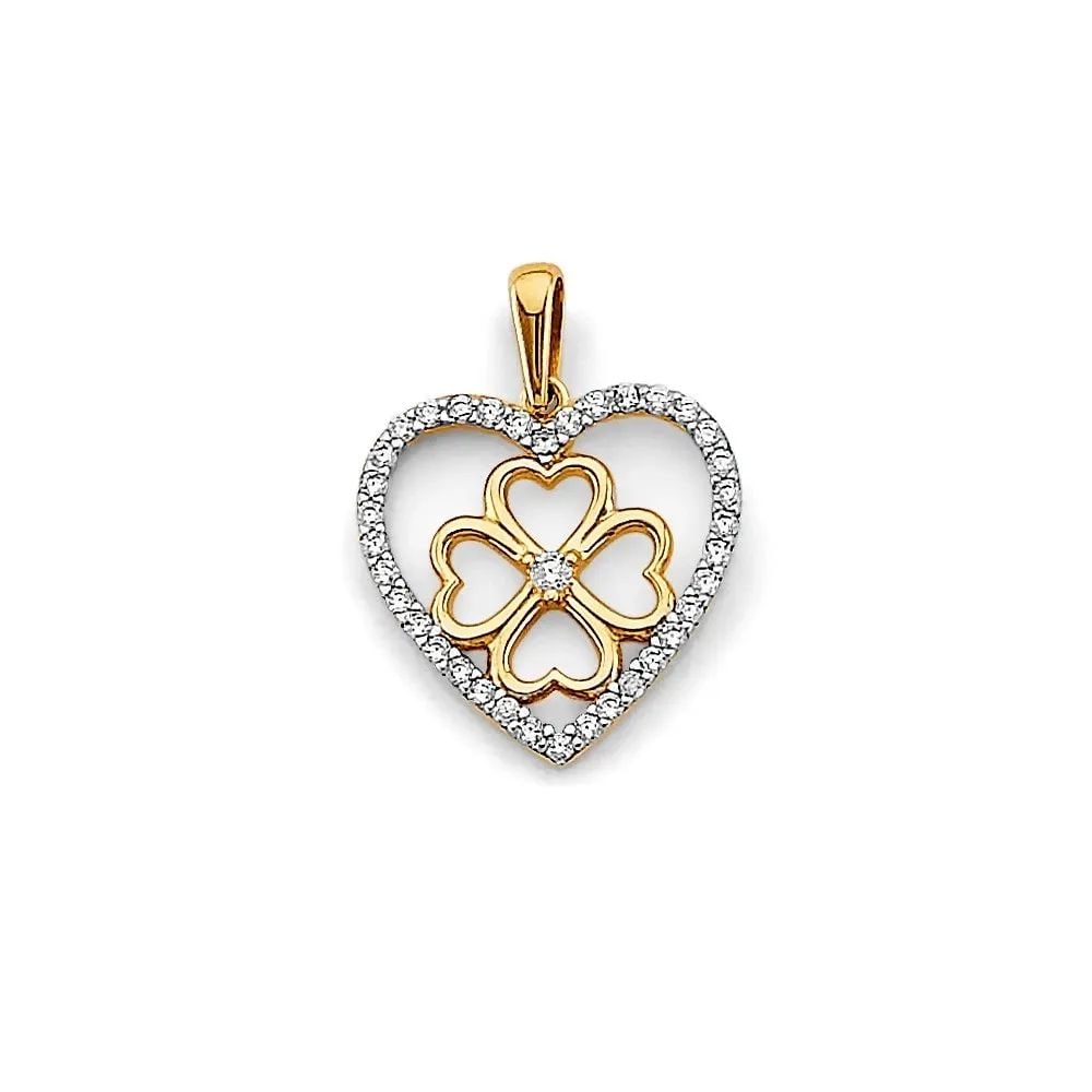 NEW 14K TWO TONE GOLD HEART FLOWER PENDANT: NEW 14K TWO TONE GOLD HEART FLOWER PENDANT HEART FLOWER PENDANT NEW 14K TWO TONE GOLD Height : 20 mm Width : 15 mm Apx. WEIGHT : 1g