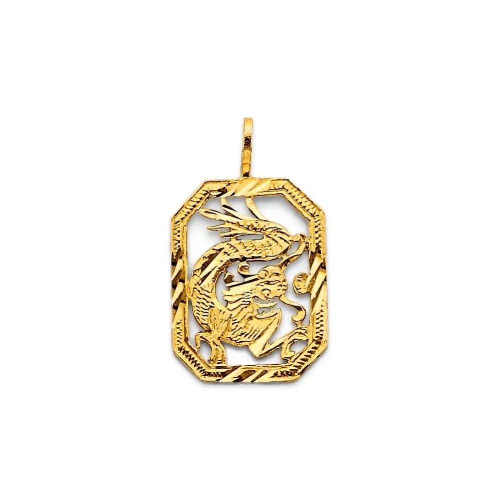 NEW 14K YELLOW GOLD DRAGON PENDANT (1 of 2)